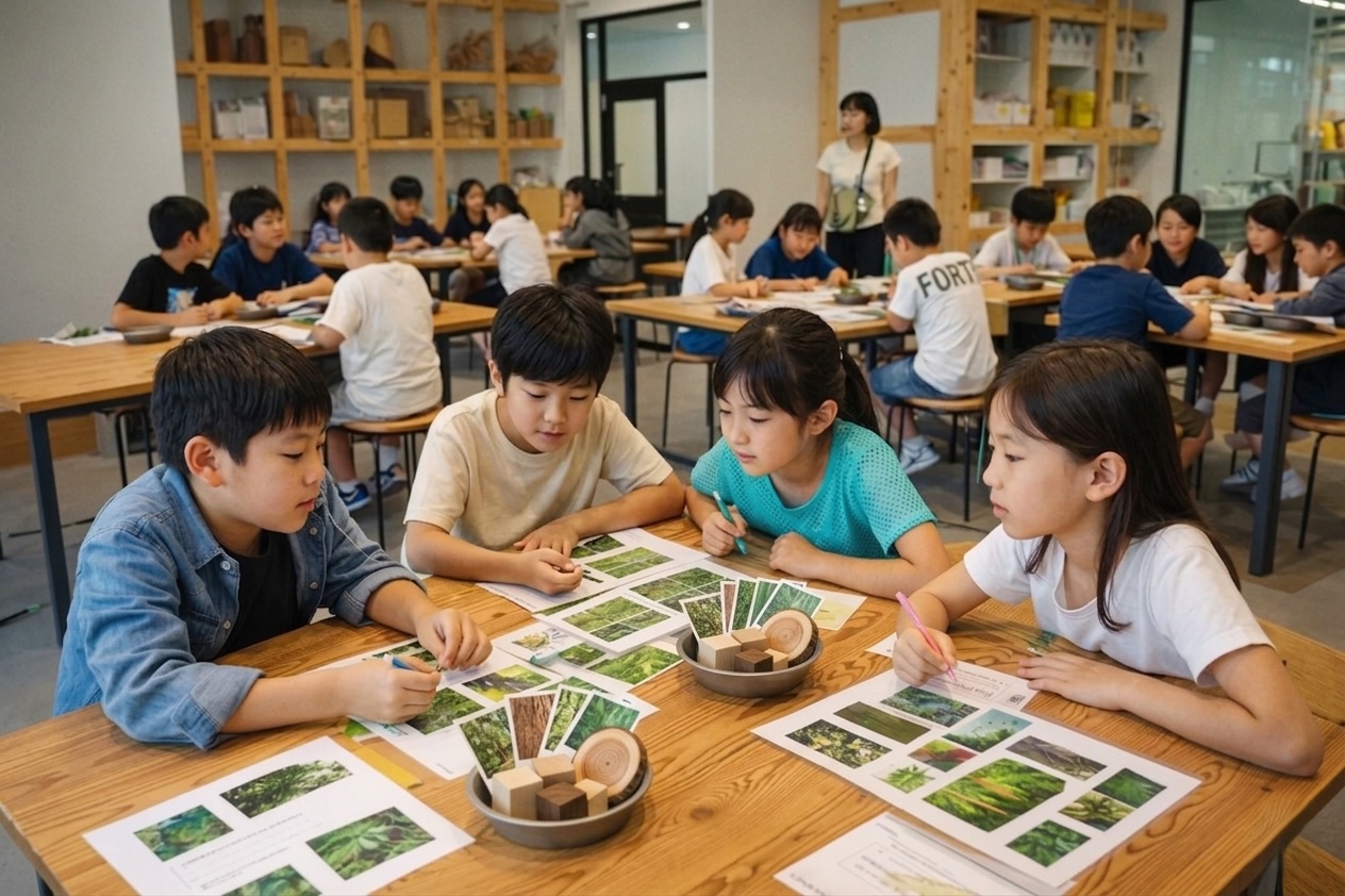 森のアクティビティ 木のワークショップ 自然観察 KUBB体験 セーザイゲームを使った学習 など